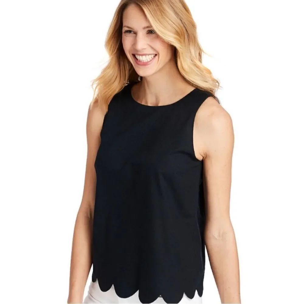 Vineyard Vines Scallop Hem Sleeveless Shell Top